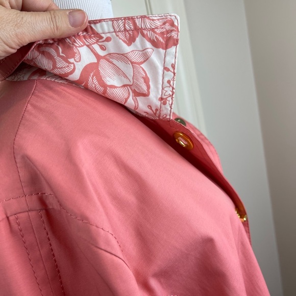 Isaac Mizrahi lightweight Coral Trench Coat L - Picture 8 of 16